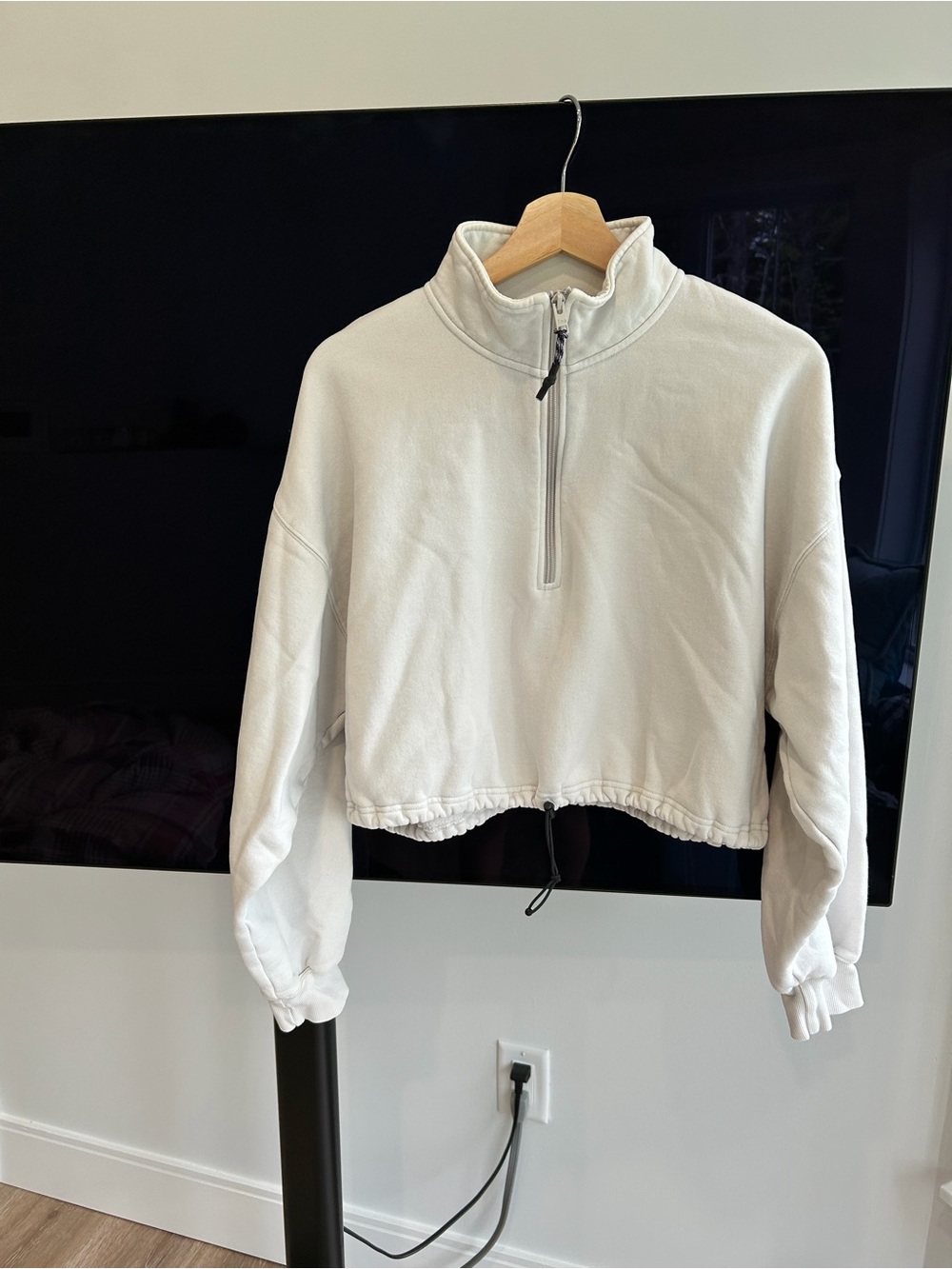 TNA Cream Cropped Quarter-Zip Pullover
